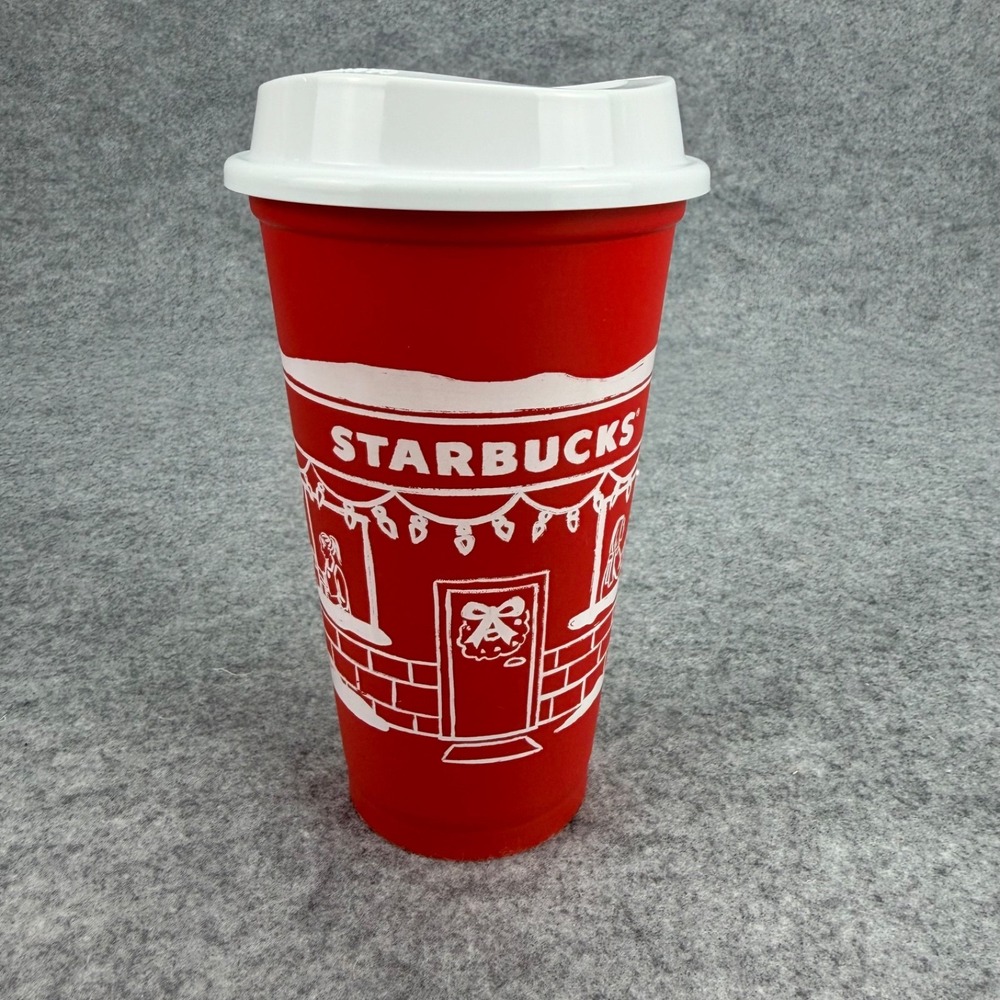 Starbucks 16 oz Red Reusable Christmas 2025 Holiday Coffee Cup Tumbler White Lid